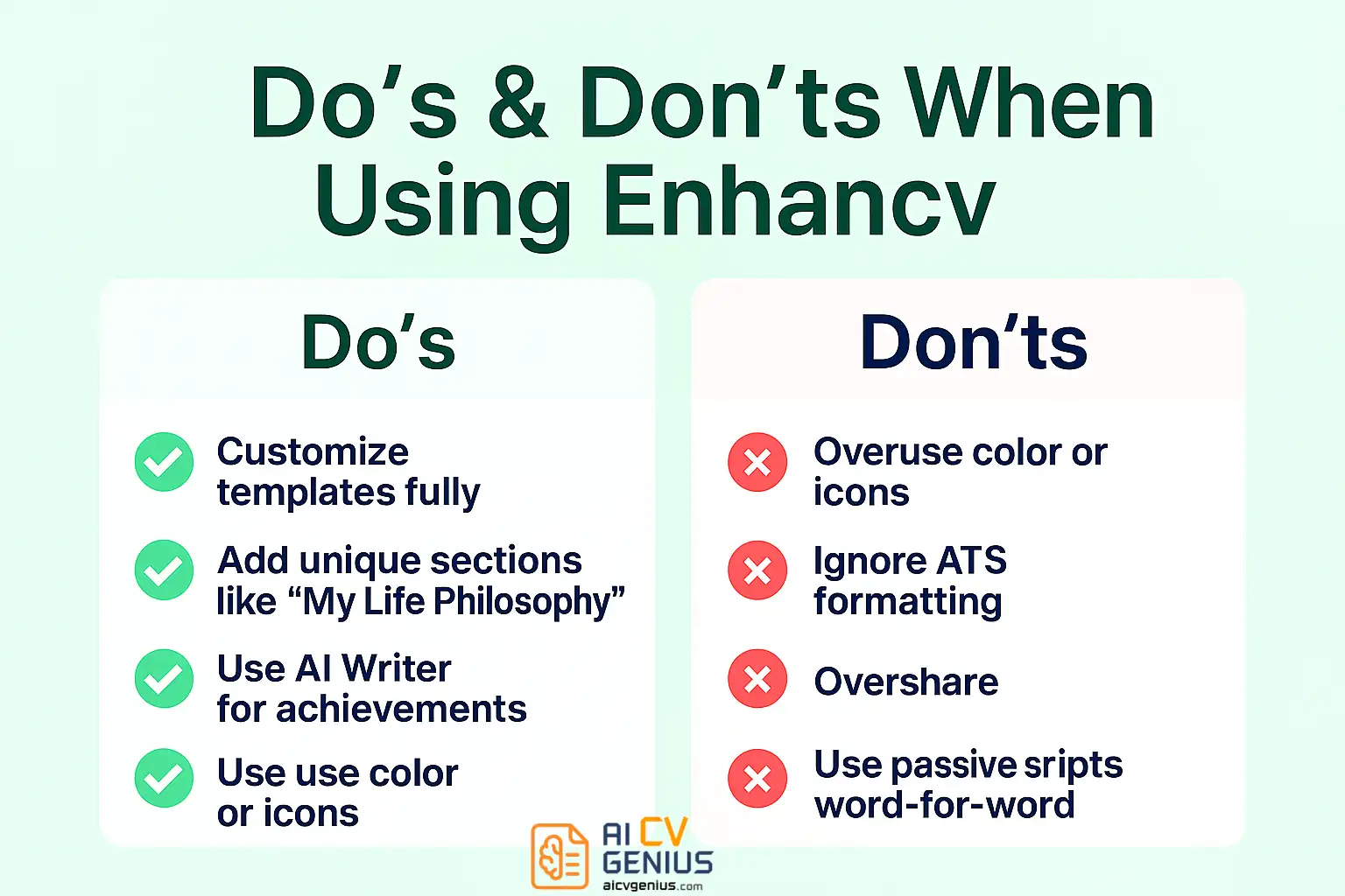 Do’s &Amp; Don’ts When Using Enhancv