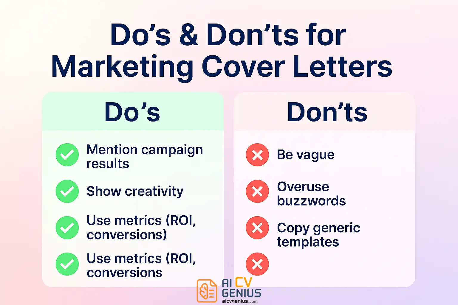 Do’s &Amp; Don’ts For Marketing Cover Letters