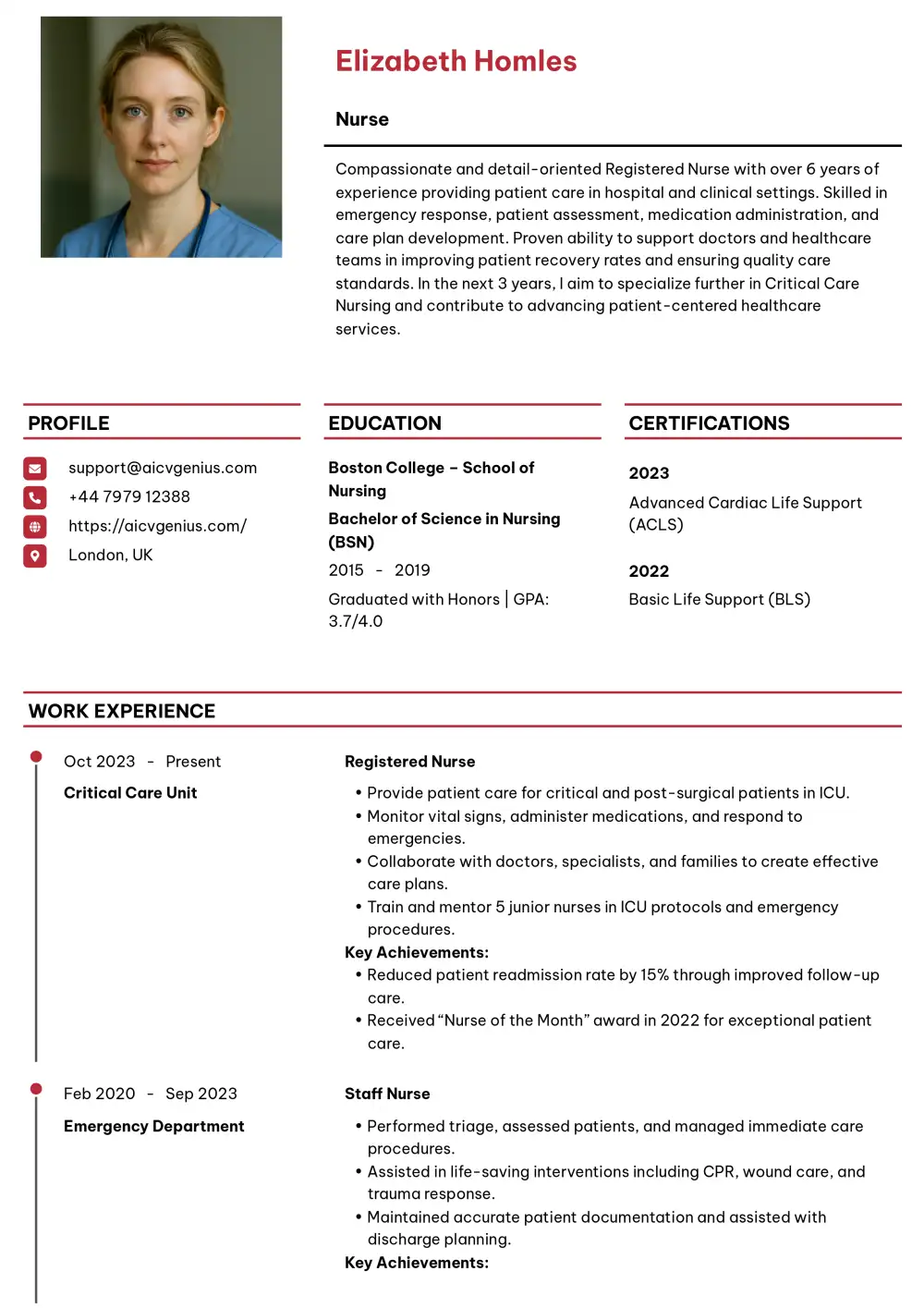 Modern Resume Templates That Get You Hired 7 Modern Resume Template - Nurse