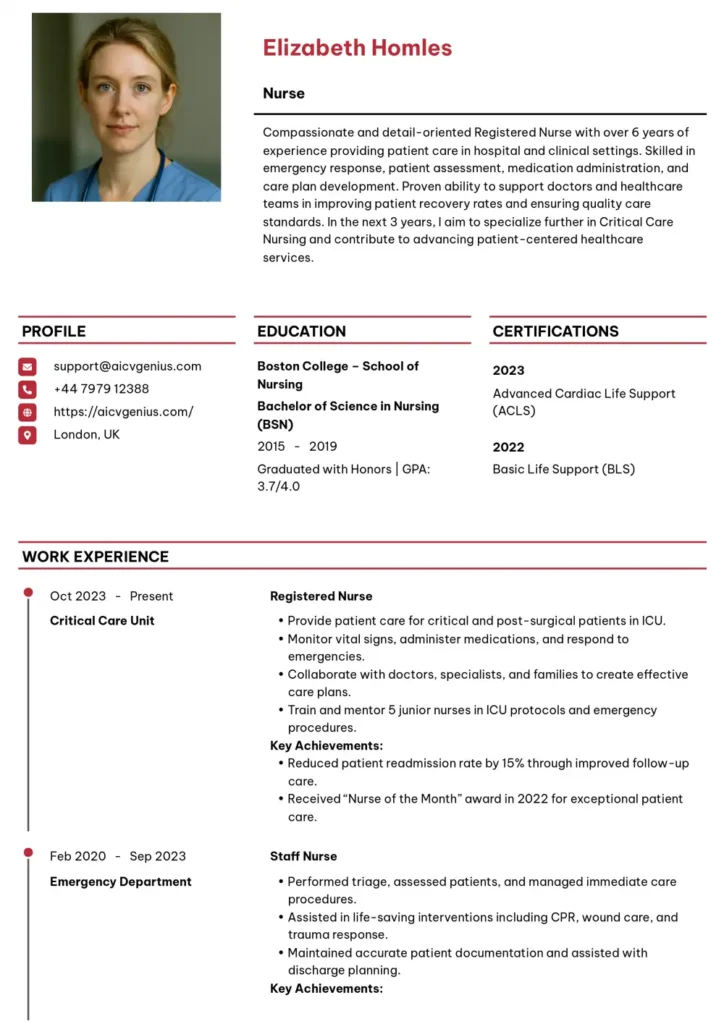Modern Resume Template - Nurse