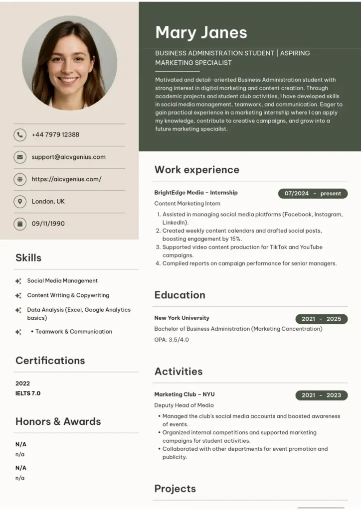 Modern Resume Template - Student