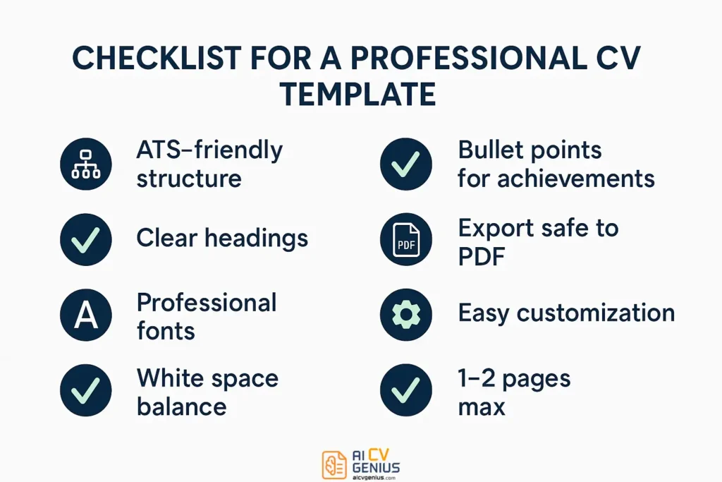 Checklist For A Professional Cv Template