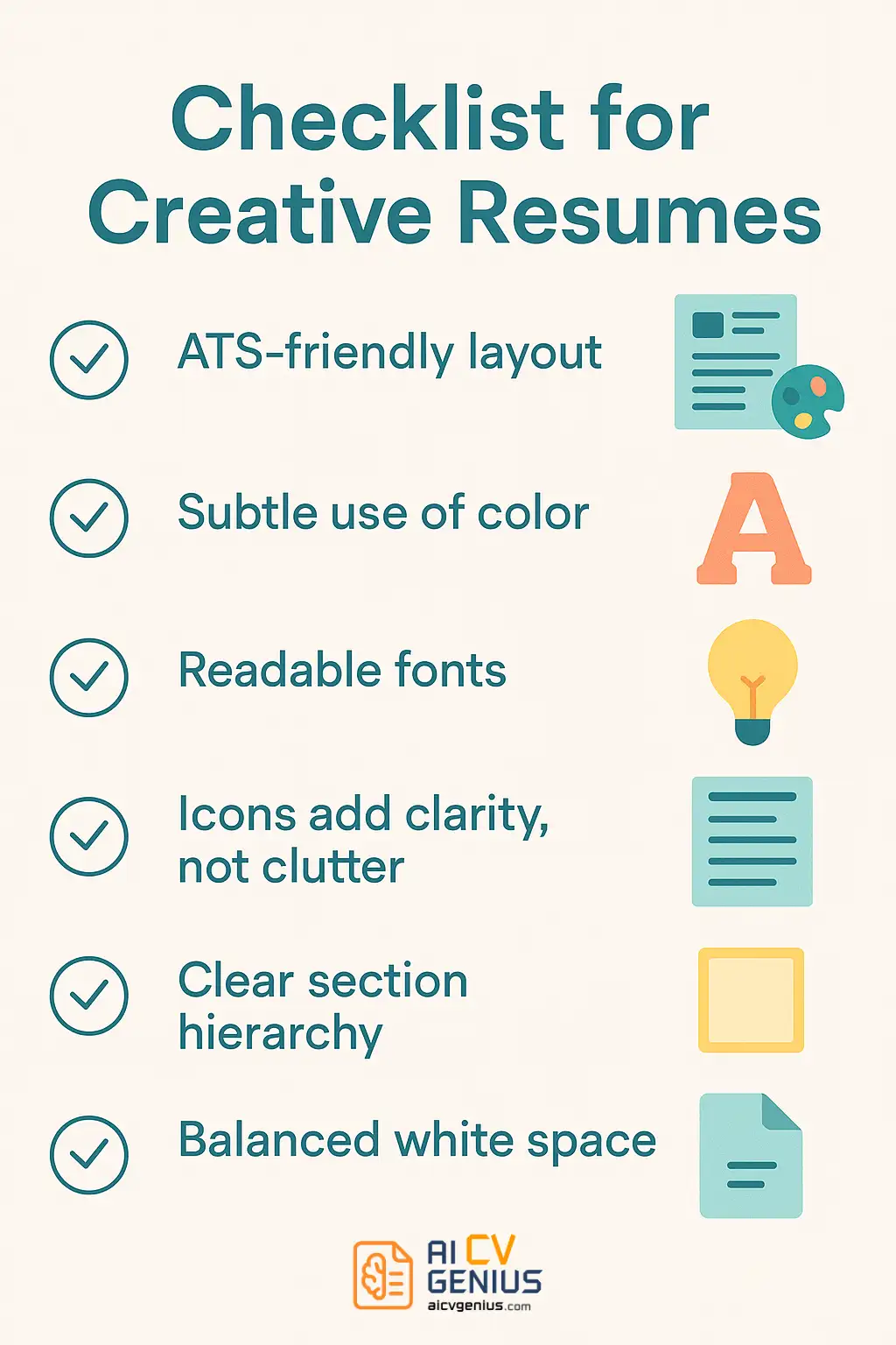 Checklist For Creative Resume Templates