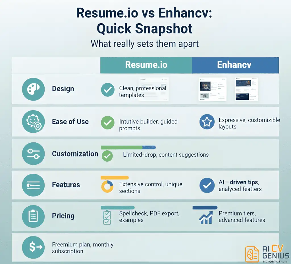 Resume.io Vs Enhancv Quick Snapshot