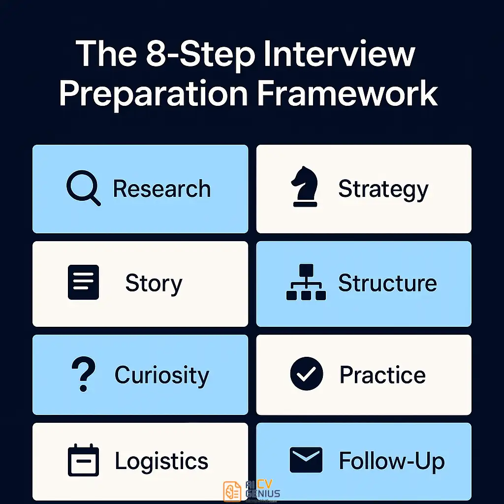 Interview Preparation Checklist: How To Feel Ready (Not Just Rehearsed) 2 The 8 Step Framework