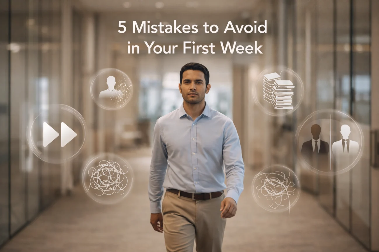 What To Do Your First Week Of A New Job (A 5-Day Checklist) 5 Five First Week Mistakes To Avoid Office Signals