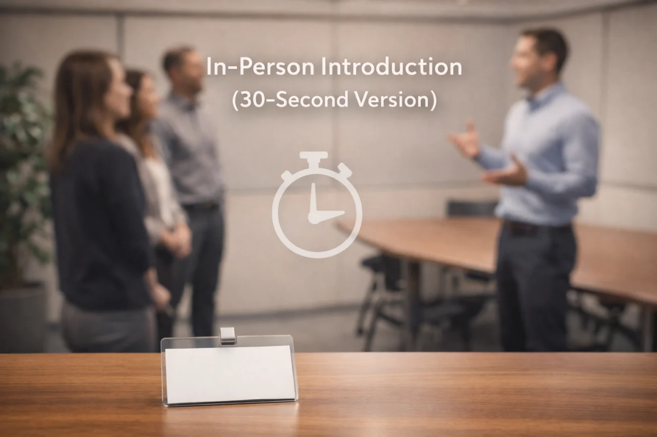 How To Introduce Yourself To A New Team (Email Template + Examples) 4 In Person Introduction - 30 Second Version